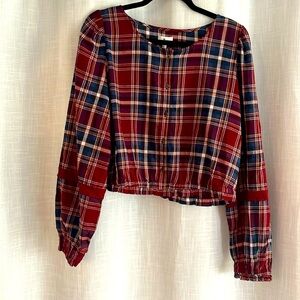 True Craft Red and Blue Plaid Blouse